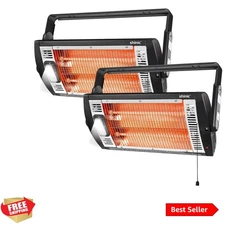 2 Packs Electric Garage Heaters, 1500W/750W Ceiling Mounted Heater Radiant He...