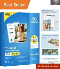 Durable 3 Mil Thermal Laminating Pouches, 30 Count - Clear Sheet Protection