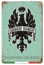 Plaque Murale Métal "BIANCHI CELESTE" Art Déco Vintage