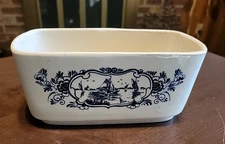 Vtg Delft Blauw Pottery Planter Hand Painted Windmill Sailing Ship Holland