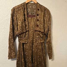 Antique 1800s 2-Piece Dress Brown Silk Outfit Bodice  Skirt Victorian Edwardian