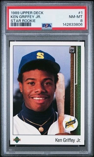 PSA 8  1989 Upper Deck Star Rookie Ken Griffey Jr #1 RC Fresh Graded Slab