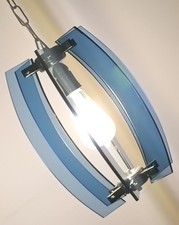 Lampadario Fontana Arte 1960 Vetro Blu E Metallo Vintage 🇮🇹 Space Age
