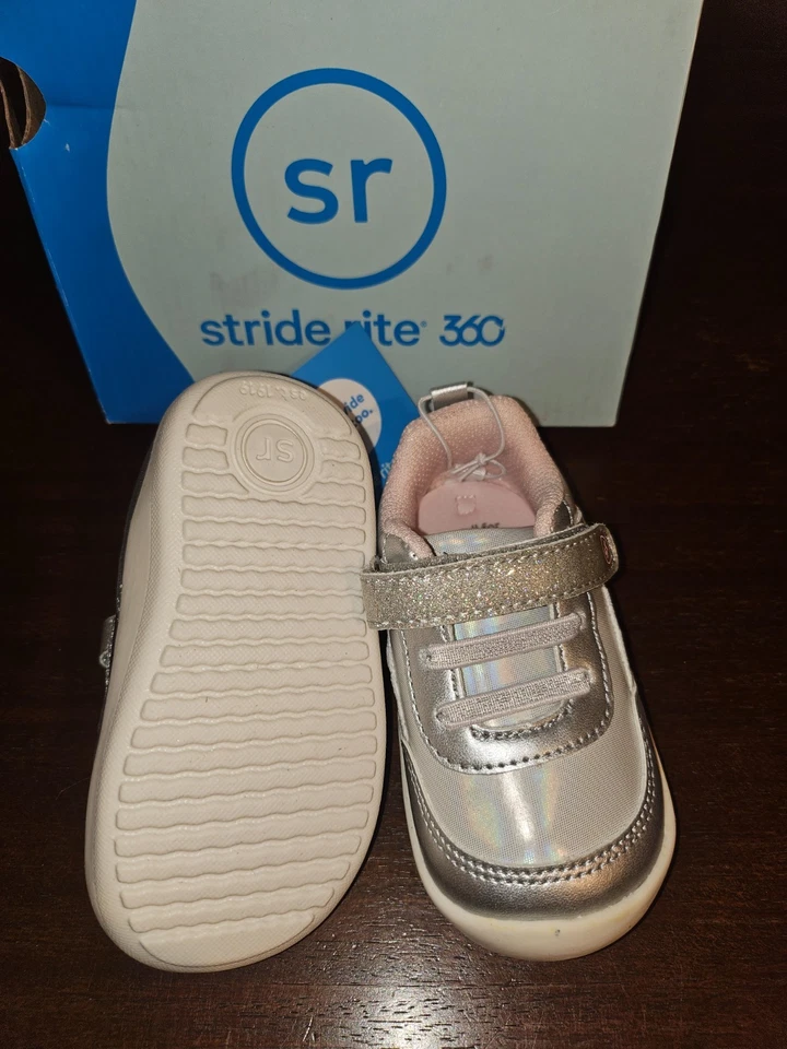 Stride Rite Natasha Silver Sneakers Toddler Girls Size 5M NIB - Image 2 of 4