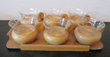 6 DDR Teegläser mit Holzhalter und Holztablett - Gläser Jena Therm und Saaleglas