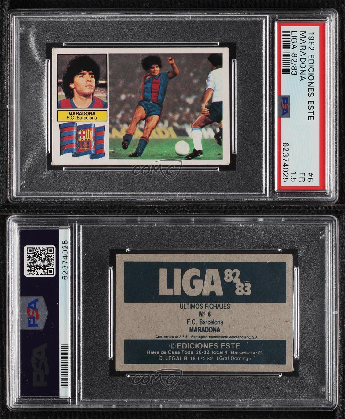 1982-83 Ediciones Este Liga Diego Maradona #6 PSA 1.5 08yy view 3