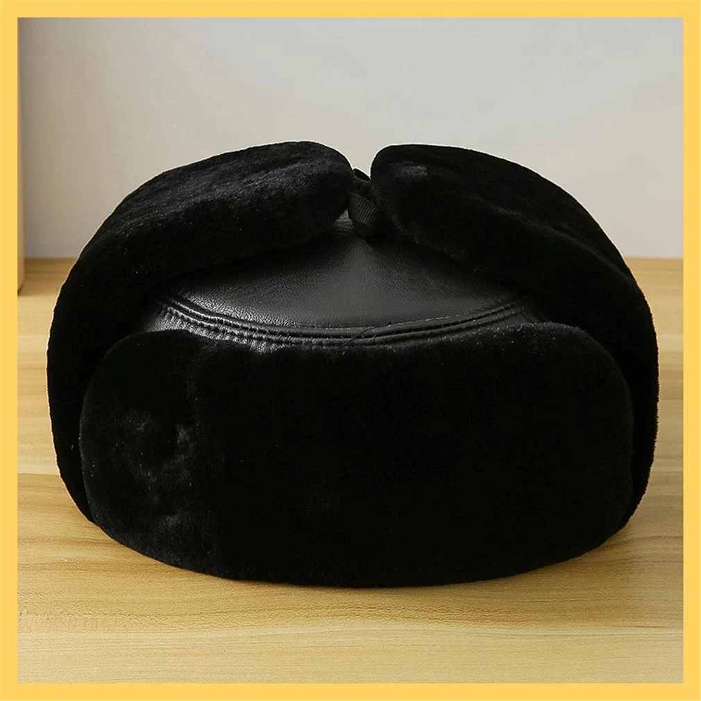 100% Real Rabbit Fur Hat Thicken Winter Warm Ushanka Earflap Cap for Men