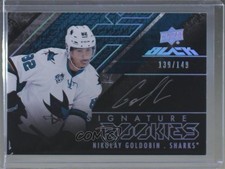 2015-16 UD Black Signature Rookies 139/149 Nikolay Goldobin #SR-NG Auto x3x