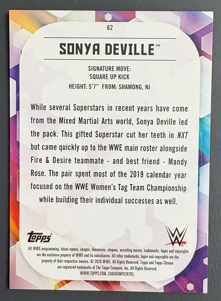 2020 WWE Topps Chrome Sonya Deville Red Refractor /5 - Image 4 of 4