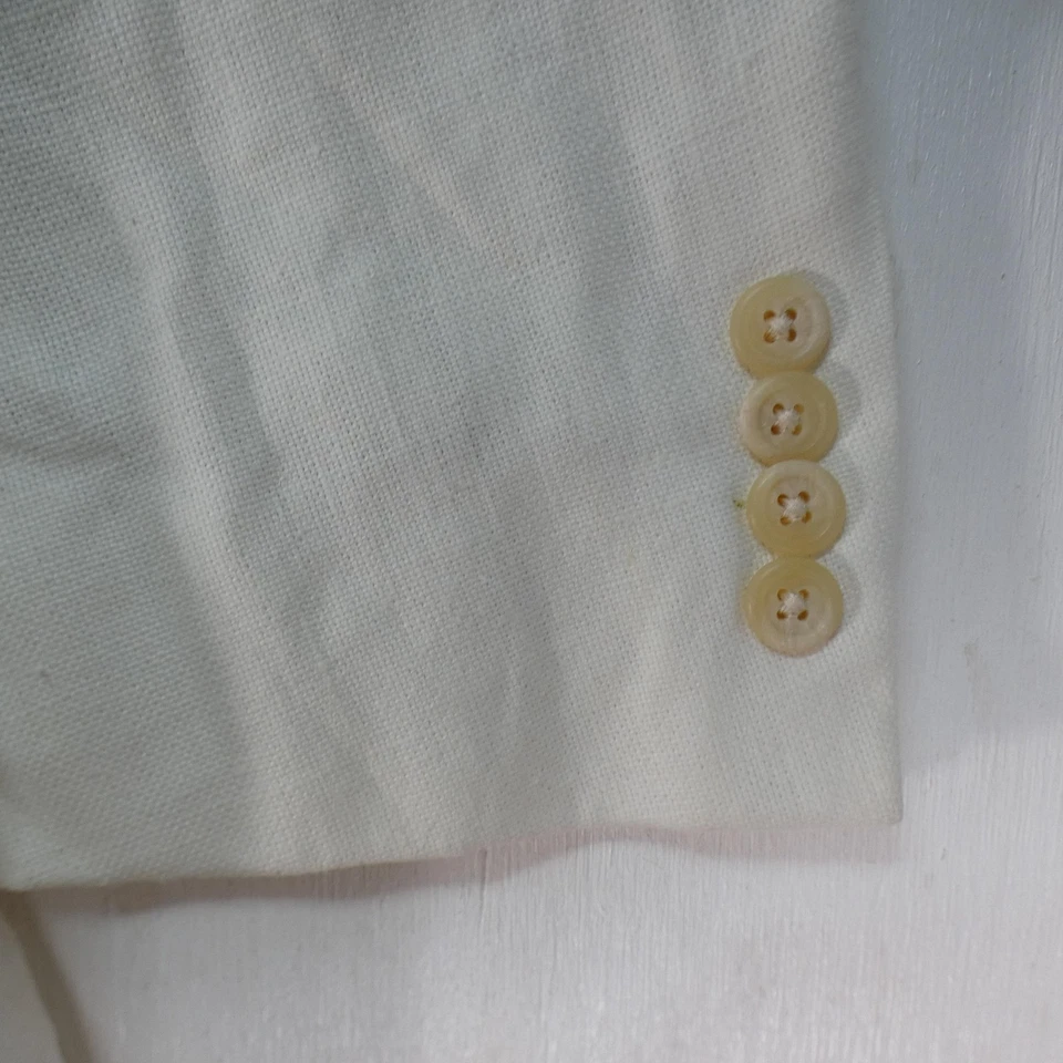 Blazer de lino Ralph Lauren vintage años 90 para hombre 42 chaqueta deportiva de cena blanca apagada EE. UU. Foto 4 de 4