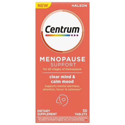 Centrum Menopause Support Clear Mind & Calm Mood 30 Tablets 01/26 for All Stages