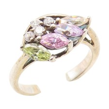 925 Sterling Silver Vintage Ring Marquise Cut Gemstone CZ Band Sz 6 RG35128