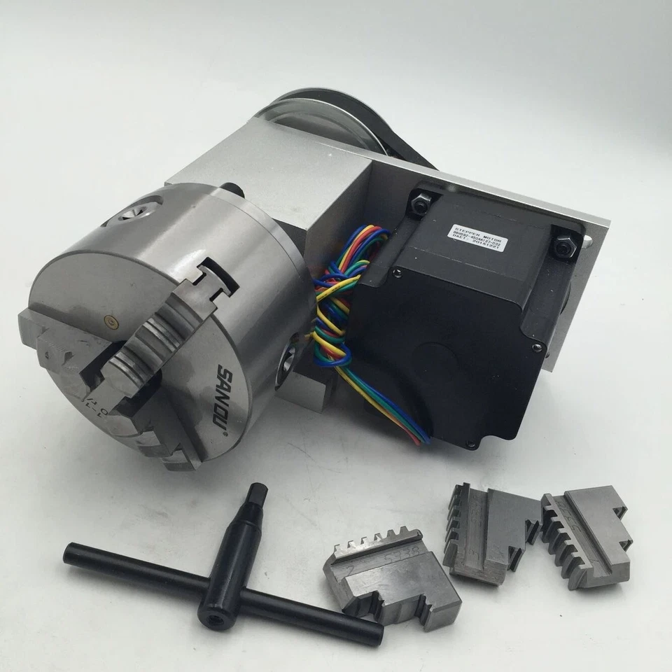 Rotary Axis 3Jaw 100mm Lathe Chuck Nema34 Stepper 4th A Axis for CNC Router - Image 4 of 4