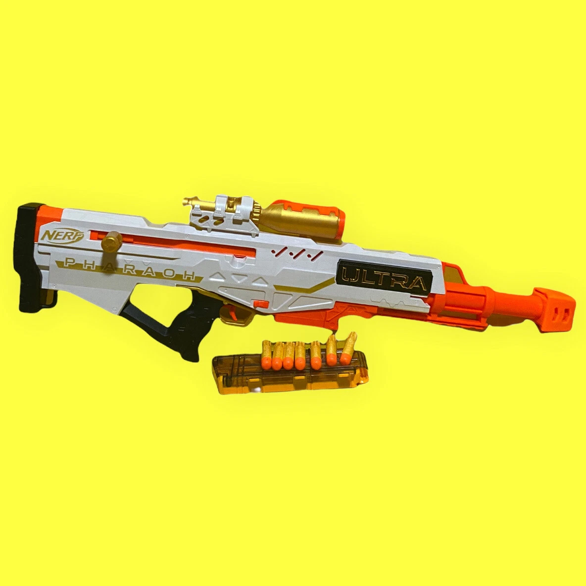 NERF Gun Ultra Pharaoh Bolt Blaster Action Sniper Rifle With Gold Accents.  630509940363