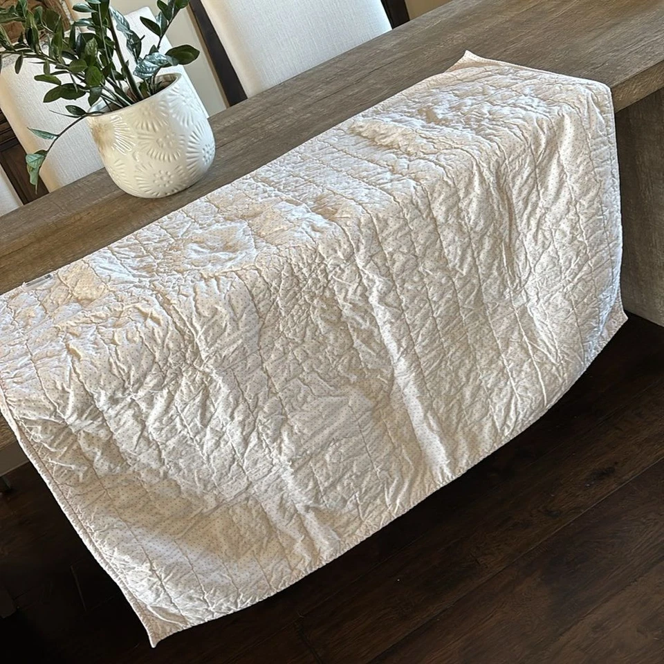 Manta de bebé vintage The Land Of Nod rosa blanco a rayas gato tiro cuna Foto 4 de 4