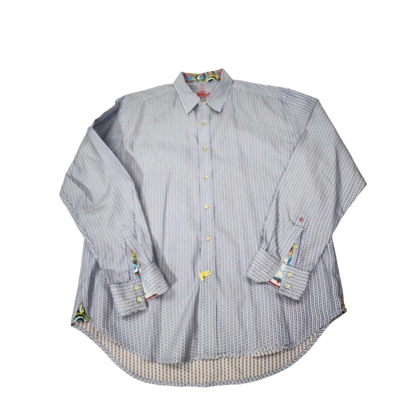 Robert Graham Mens XL TG Striped Button Front Dress Shirt Blue White image 1