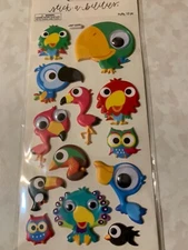 STICKABILITIES THE PAPER STUDIO EPOXY COLORFUL PUFFY BIRDS 13PCS