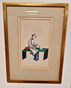 Early C20th Chinese Pith Painting Portrait of a Court Female Qing Dynasty