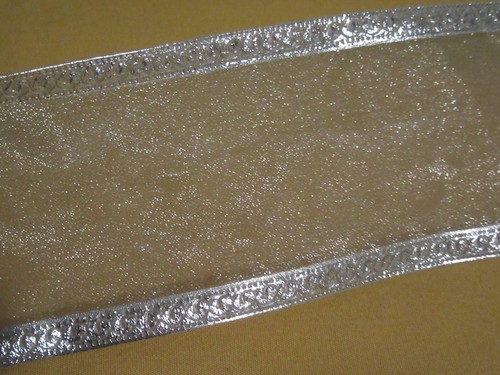 Silver Embossed Wire Edged Sheer Ribbon for Gift Wrap/Decor~ 9+ yds x 2.5" Wide - Picture 3 of 4