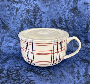 Soup Mug With Lid Everyday Plaid Ceramic Dishwasher And Microwave Safe 25oz Ebay