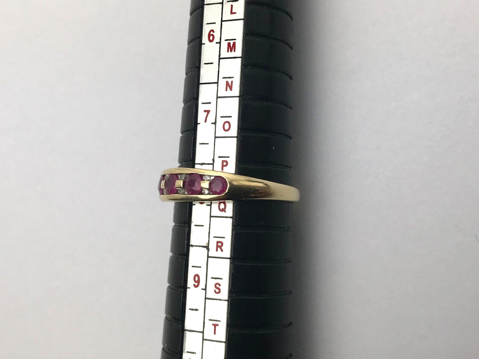 Ruby and Diamond 9ct Gold Ring Half Eternity Ruby… - image 3