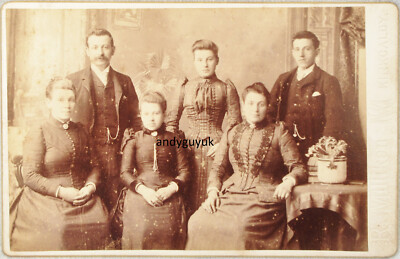CABINET CARD MILLIKEN KIRKCALDY FAMILY GROUP TARTAN DRESS SLIM WAIST SCOTLAND