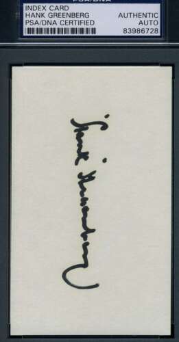Hank Greenberg Signed 3x5 Index Card Psa/dna Coa Authentic Autograph