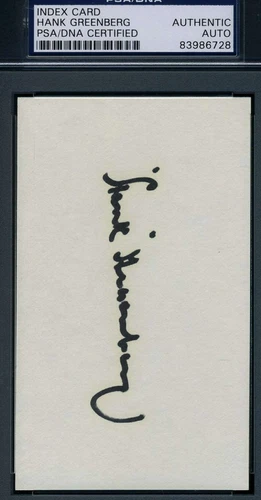 Hank Greenberg Signed 3x5 Index Card Psa/dna Coa Authentic Autograph