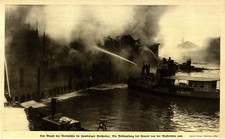 Hamburger Feuerwehr bei der Bekämpfung des Brandes im Hamburger Hafen von 1913