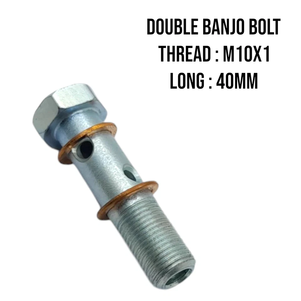 DIYOUTLET M10x1 DOUBLE BANJO BOLT STAINLESS STEEL 40mm LONG HOSE BARB CONNECTOR