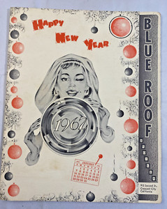 VTG 1962 Blue Roof Broiler Restaurant Menu - New Year's Menu - Crescent City
