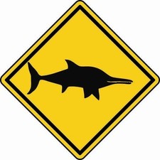 Sticker Attention Ichtyosaurus 8 x 8 cm Car Decal Sticker