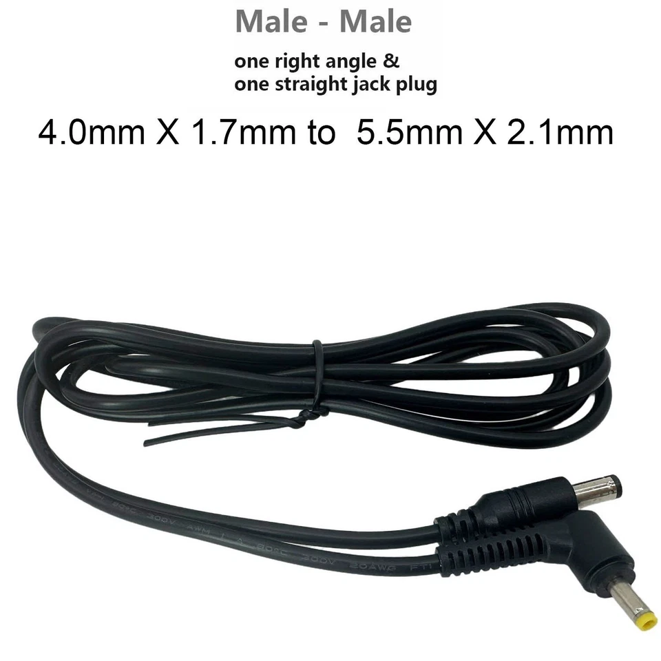 5.5mm x 2.1mm Male to 4.0mm x 1.7mm Male Angled CCTV Camera LED DC Power Cable - Image 4 of 4