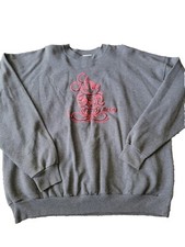 Vtg Disney Store Mickey Mouse Gray Pullover Sweatshirt 2XL Big Front Graphic Red