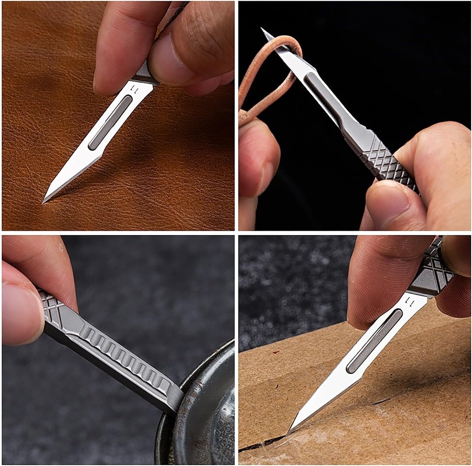 Titanium Mini Utility Knife #11 Surgical Scalpel Razor Blade w/ Prybar ...