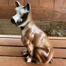Ceramic Boxer Figurine Made in Brazil 7&rdquo; No Chips! Ears Good!
