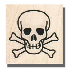 NEW Mounted Rubber Stamp, Skull And Crossbones, Skeleton,Halloween,Scary,Dead,sm