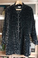 Adini Black Grey Willow Pattern Silk Velvet Jacket Small