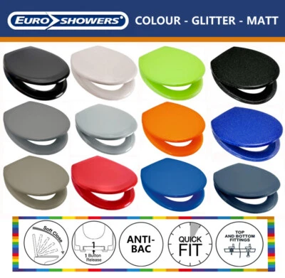 Euroshowers ANTI BACTERIAL RAINBOW COLOUR/ GLITTER/ MATT SOFT CLOSE TOILET SEAT