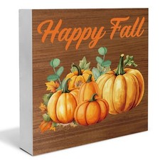 Fall Decor Autumn Pumpkins Wooden Box Sign Fall Harvest Decorations Rustic Ho...