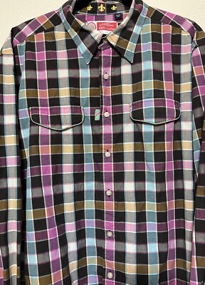 Robert Graham Plaid Shirt XL Button Down Embroidered Detail Western Colorful