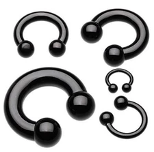 Horseshoe Ear Lip 14 Gauge 5/16" 4mm Balls Titanium Black IP