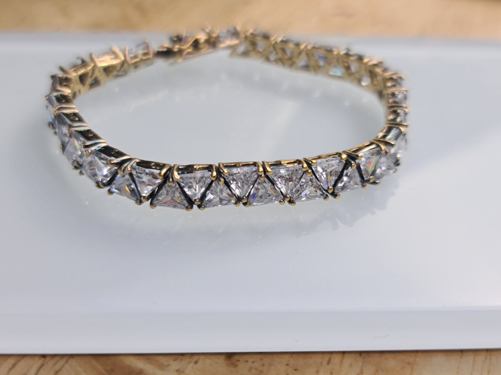 Sterling 925 Solid Silver Iced AAA Trident Tennis… - image 10