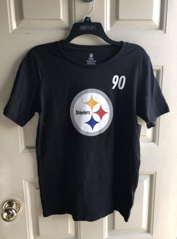 PITTSBURGH STEELERS TJ WATT NFL Team Apparel Youth Boys Black T-Shirt XL (14-16)