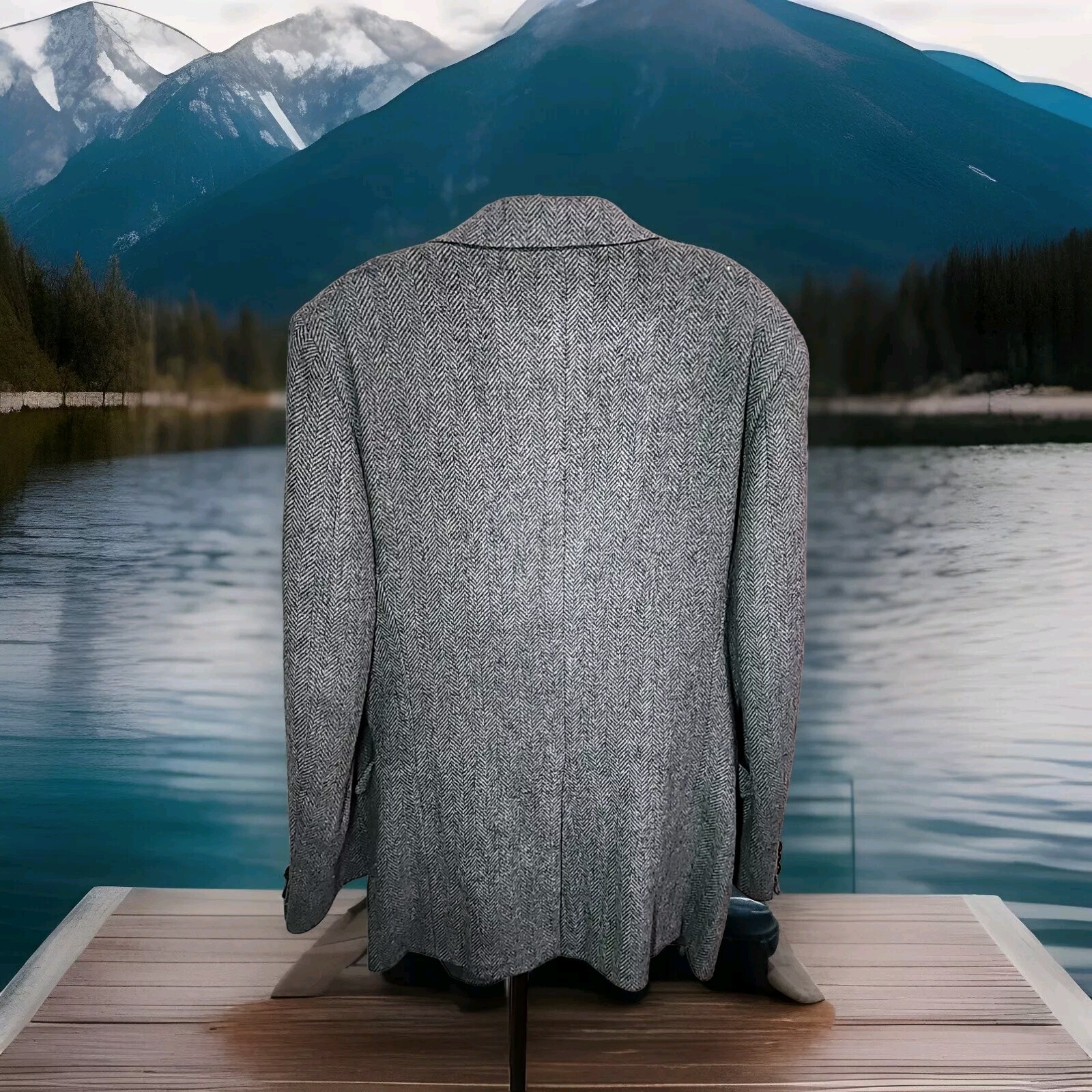 FILA Giacca cappotto sportivo Adams Row da uomo grigia lana due bottoni spina di pesce taglia 42 R