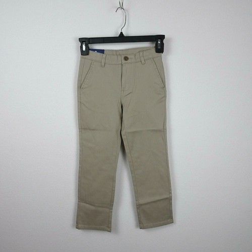 New IZOD Boy's Pants Chino Uniform Flat Front Cotton Stretch Tan Beige 6R $42 - Picture 5 of 9