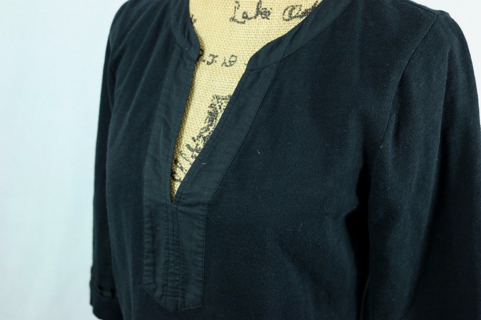 J. CREW 100% Cotton Dress Women's Small Lace Trimmed A-Line Solid Black