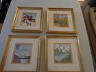 Miniature Art Prints, Signed LM, (4) framed - size:  4 x 6, good condition — photo 2