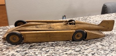 Kingsbury Golden Arrow Car Wind Up Works Old Original Toy Antique Dunlop Tires
