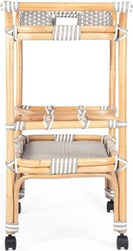 Sleek Contemporary Rattan Bar Cart with Tray and Casters - Picture 1 of 4